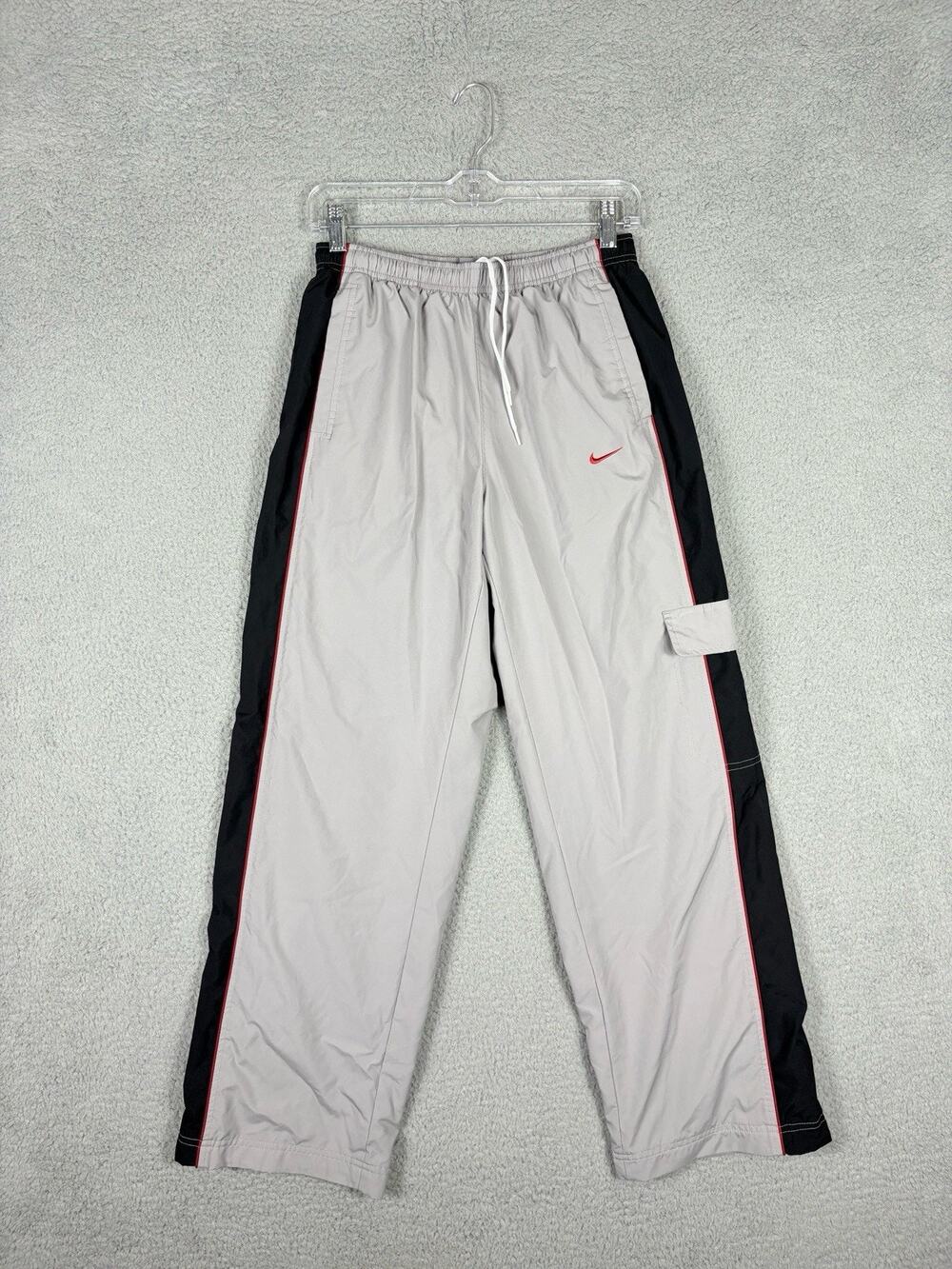 Vtg Y2K Nike Track Pants Boys XL 18-20 Gray Cargo Lined Casual Grunge Hip Hop